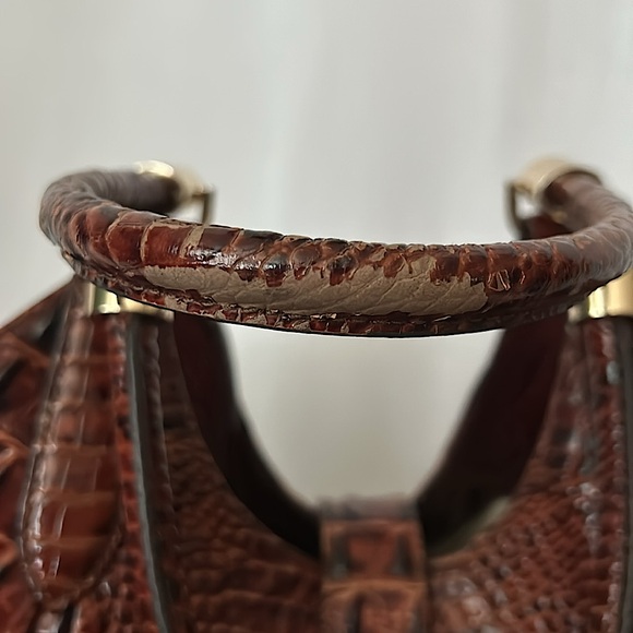 Brahmin Luxurious Brown Crocodile Skin Imprint Leather Elisa Handbag Purse 🌺🌺 - Picture 8 of 15